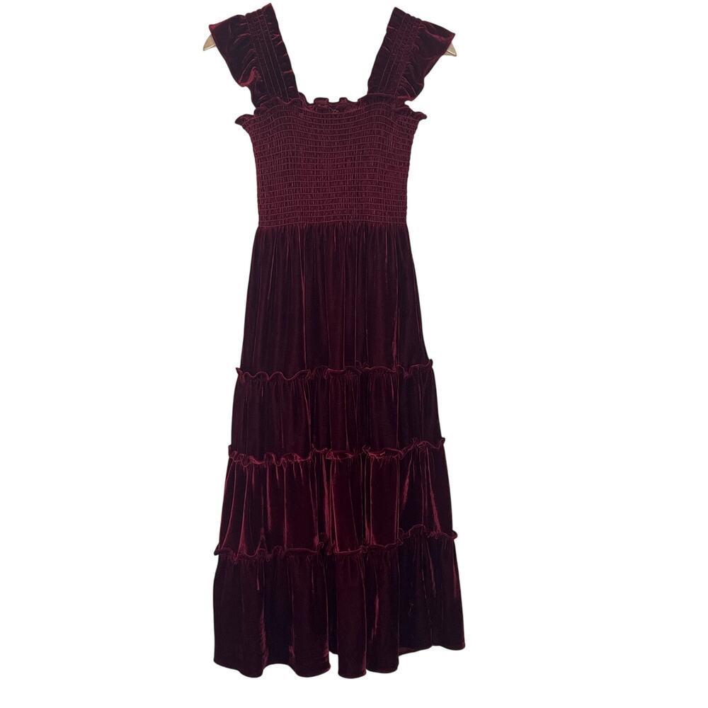 OPT Velvet Calypso Smocked Tiered Dress XS‎